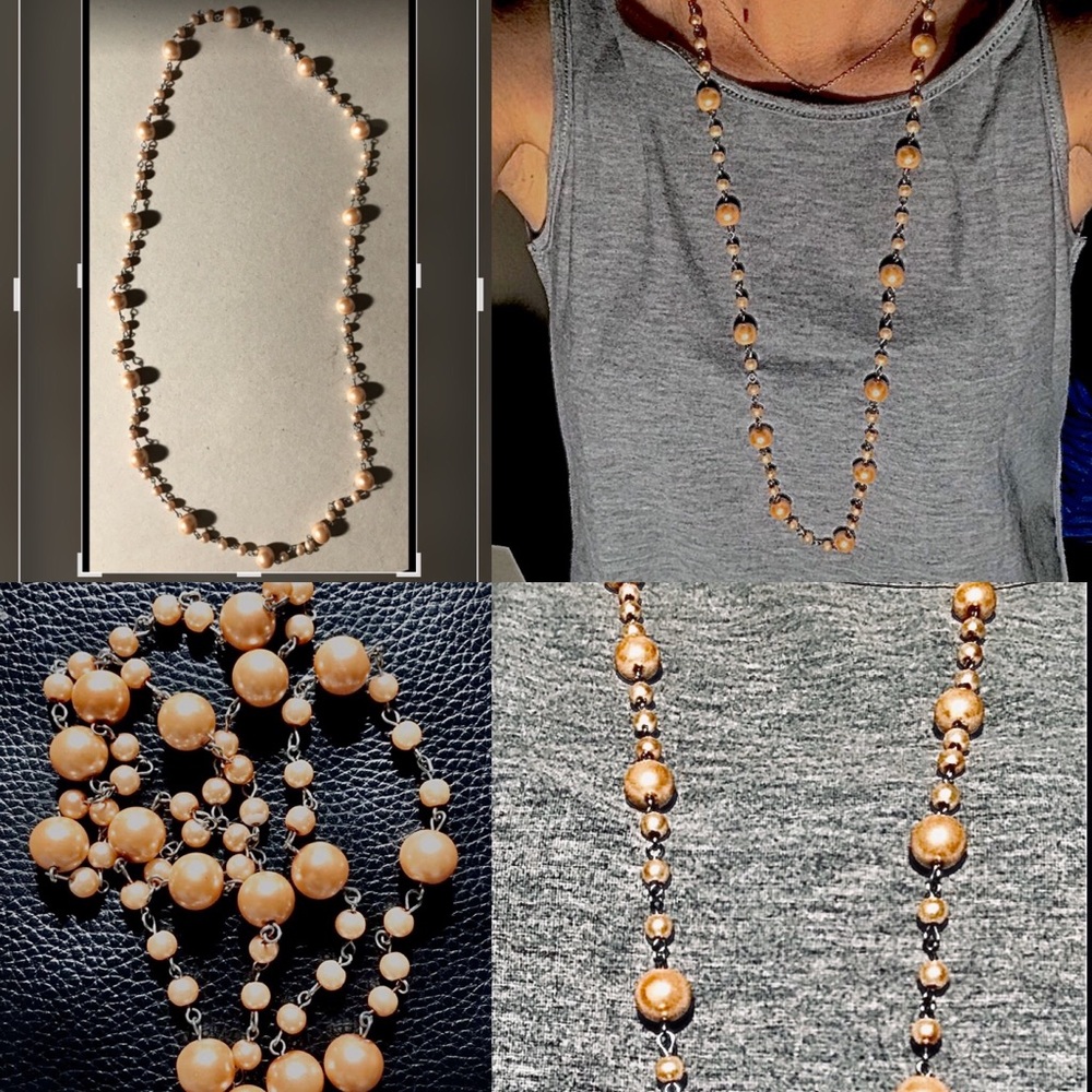 🌻 peach pearl necklace